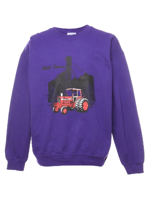 Fashion Must-have Purple Hau Farms Printed Sweatshirt - L