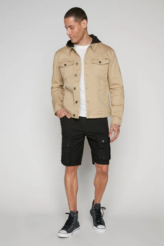 Avant-garde Design Men's Snap Cargo Poplin Short - Black