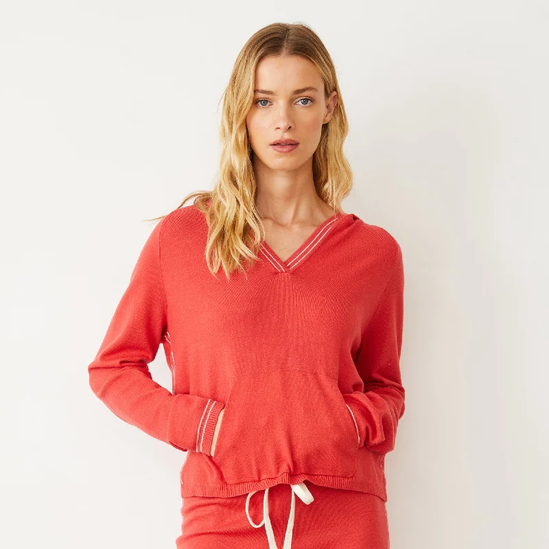 Fashion Pioneer Light Soft Knit Contrast Stitch Hoody