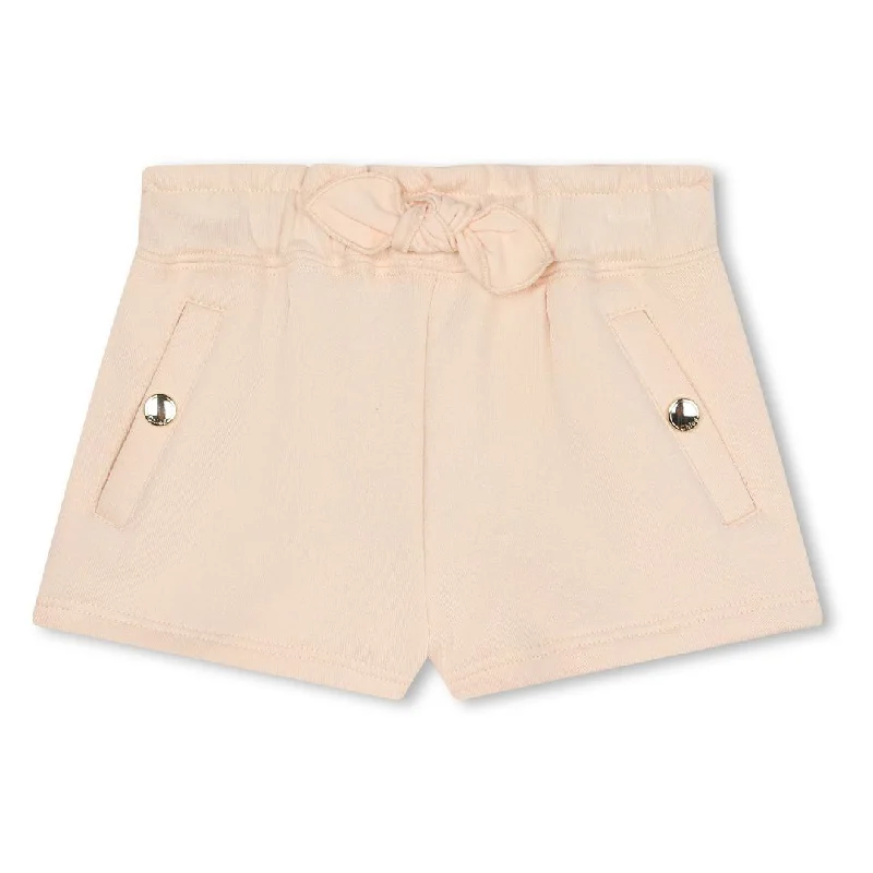Unique Design Pink Logo Print Cotton Shorts