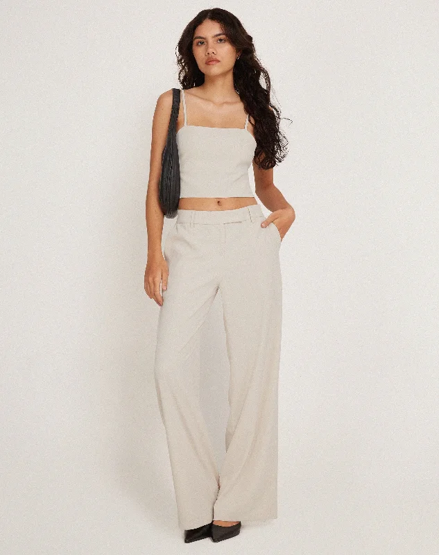 Lace Design Jabba Trouser in Light Cream