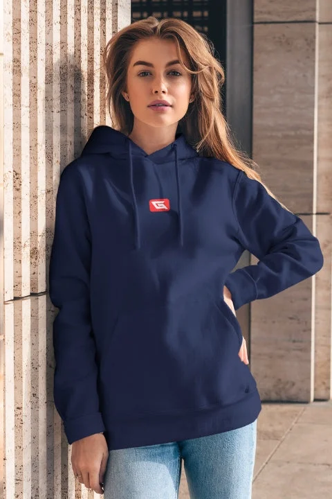 Elegant Series Designer Hoodies for Women Gymate Red logo Navy [Ctr]