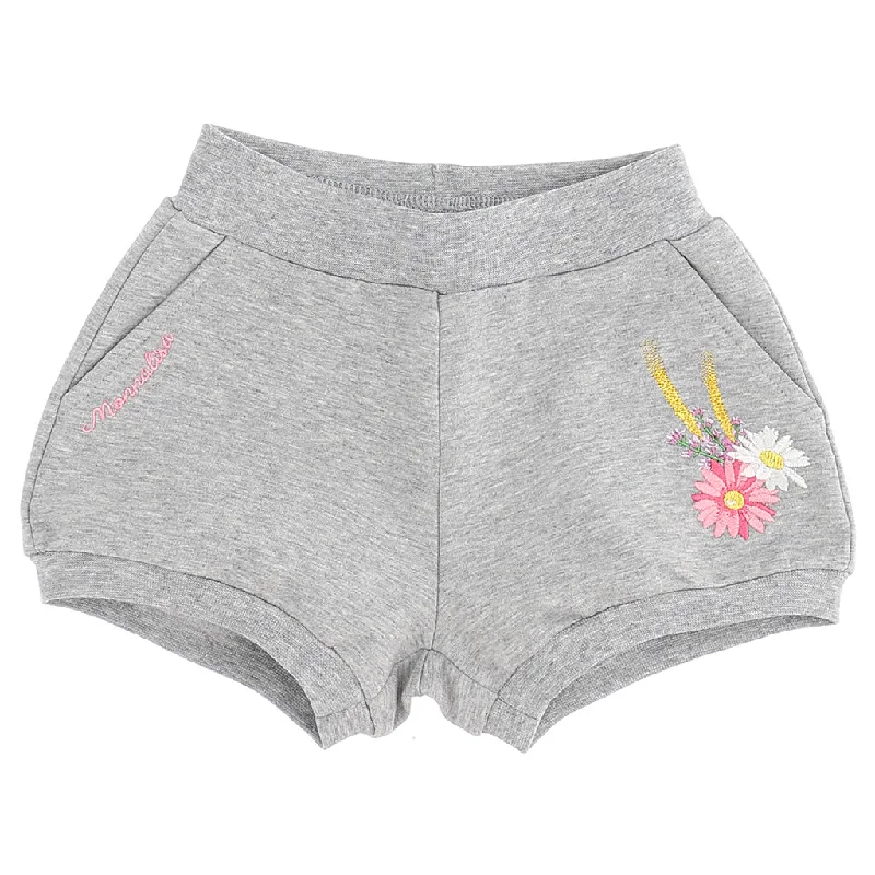 Trendy Items Gray Embroidered Rose Shorts