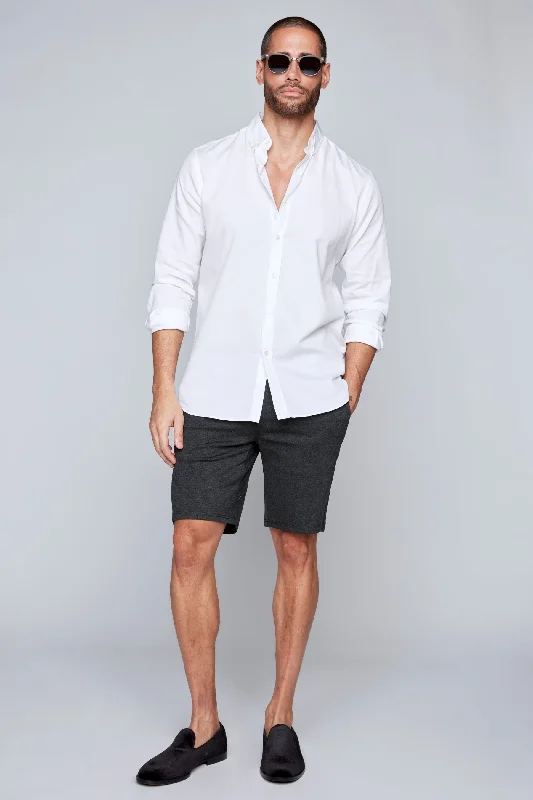 Luxury Temperament BILLY - Elastic Waist Ponte Knit Roll Up Shorts - Charcoal Mix