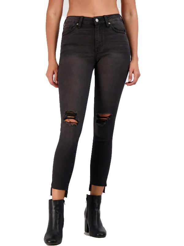 Street Fashion Womens High Rise Distressed Skinny Jeans