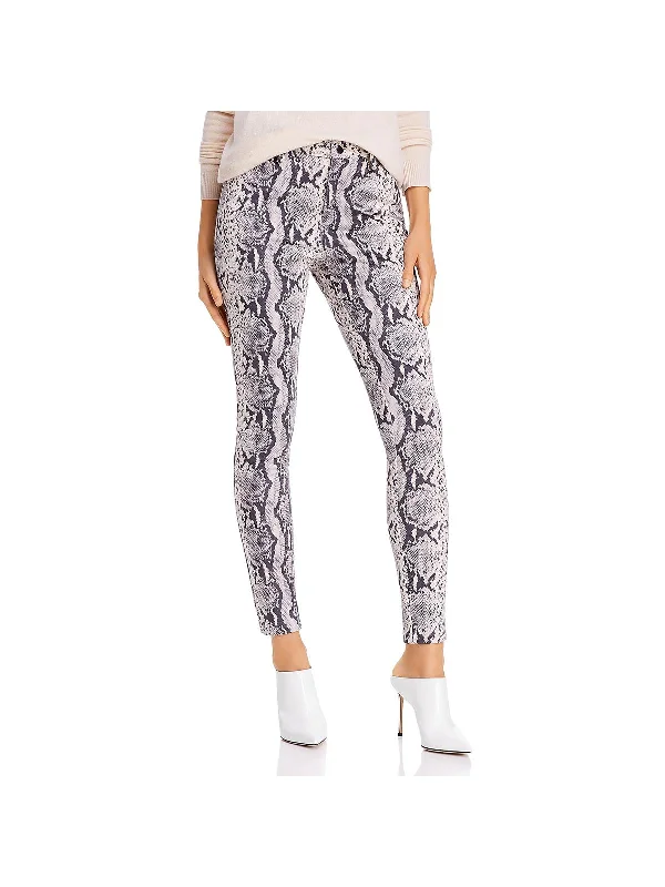 Romantic Temperament Womens Snake Print Ankle Skinny Pants