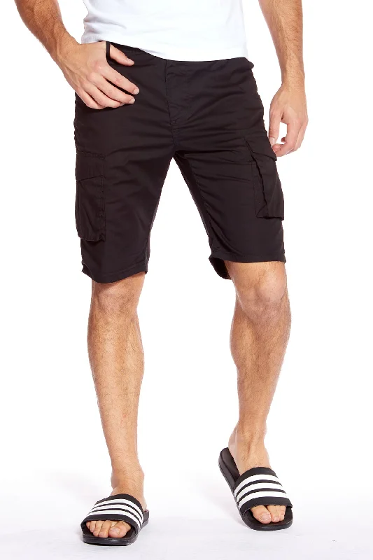 Spring Fashion PRESLEY - Zip Front Cargo Poplin Shorts - Black