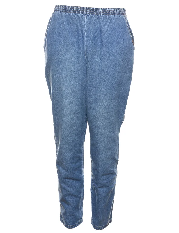High-end Design Light Wash Tapered Denim Trousers - W28 L29
