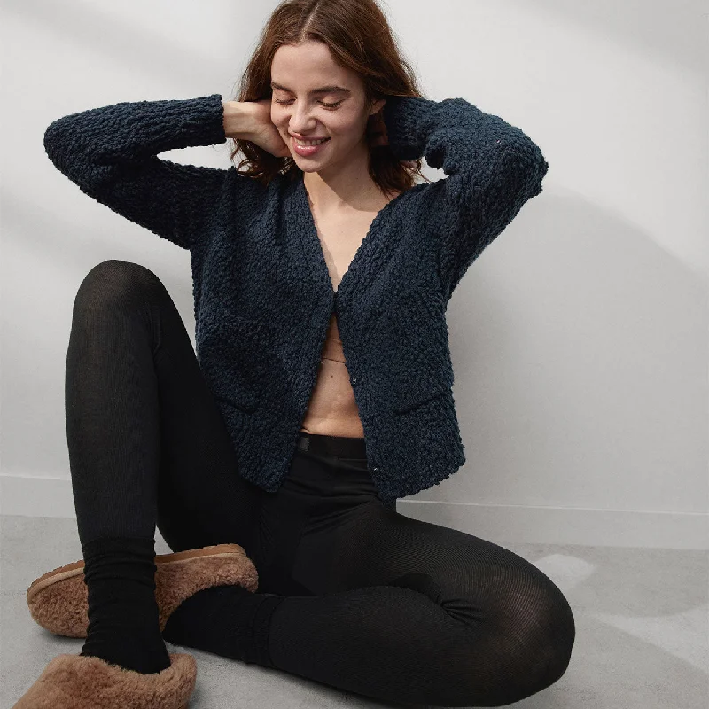 Effortless Comfort Textured Cotton Snap Front Cardigan