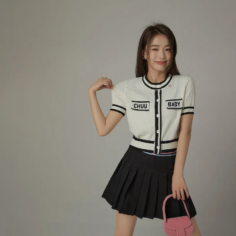 Minimal Classic Chuu Baby Contrast Knit Cardigan