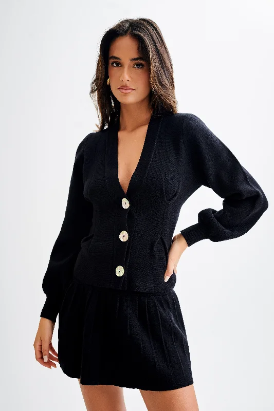 Comfortable Jackets Beverly Knit Cinched Cardigan - Black