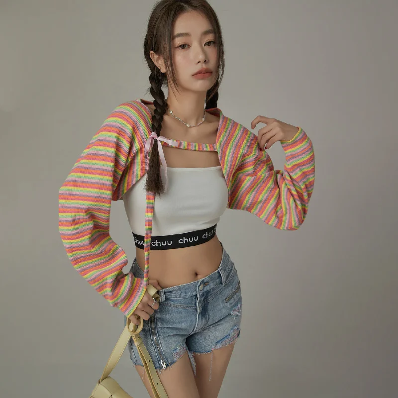 Body Design Striped Bolero Cardigan