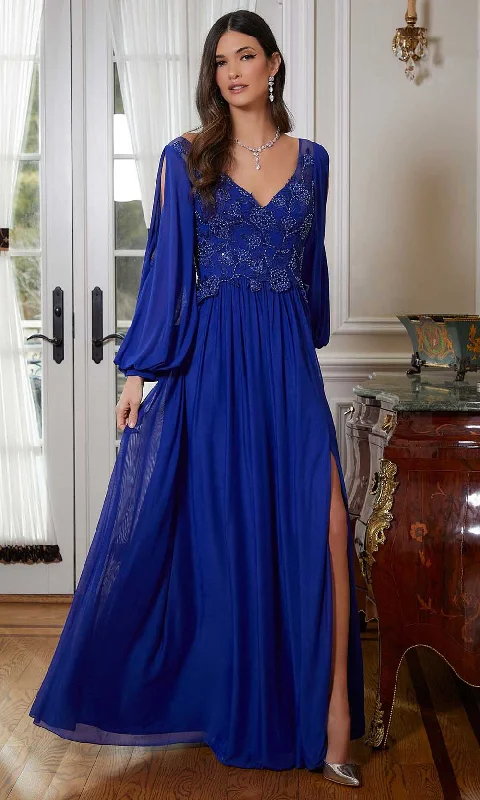 Alice style MGNY By Mori Lee 72822 - Split Bishop Sleeve Evening Gown