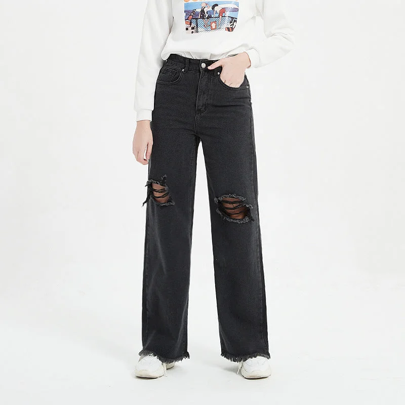 Relaxed Chic Horn Wide-Legged Jeans Trousers Pants Boutique Jeans Wholesale
