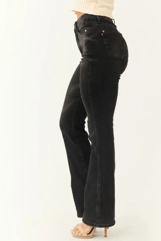 Fashionable In The Times Judy Blue High Waist Tummy Control Black Bootcut Denim Jeans 88787 – Sleekdenim.com