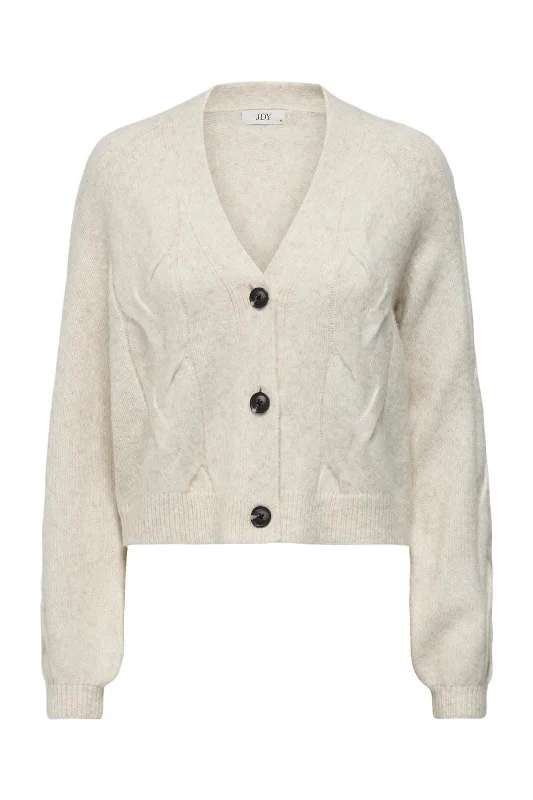 Comfortable Jackets JDY - JDYsusanna L/S Vn Short Cable Cardi. Knt - 4610361 Whitecap Gray Melange