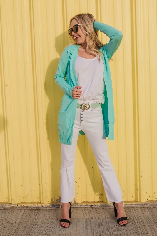 Soft Fashion Long Boyfriend Cardigan- Cielo