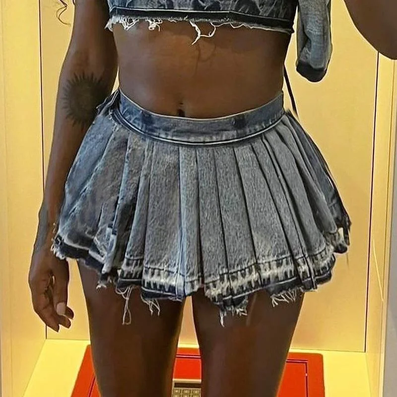 Comfortable Dresses Trendy Women Clothing Custom Lady Pleated Jean Denim Skirt 2023 New Y2K Cute A Mini Short Denim Jean Skirt Comfortable Dresses Trendy Women Clothing Custom Lady Pleated Jean Denim Skirt 2023 New Y2K Cute A Mini Short Denim Jean Skirt