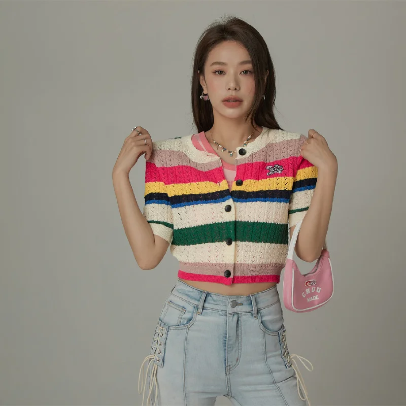 American Style Rainbow Stripe Cardigan