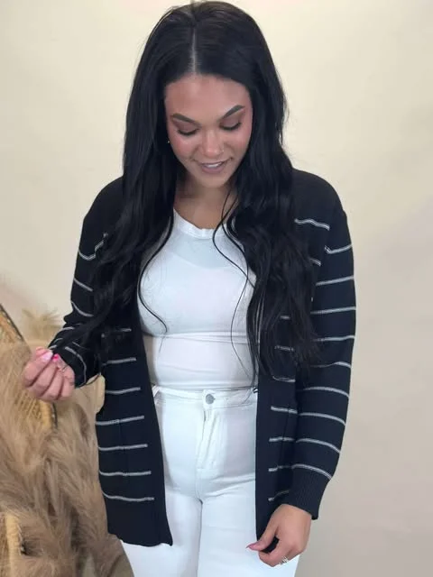 Fashion Concept Classic Striped Open Front Cardigan - Final Sale