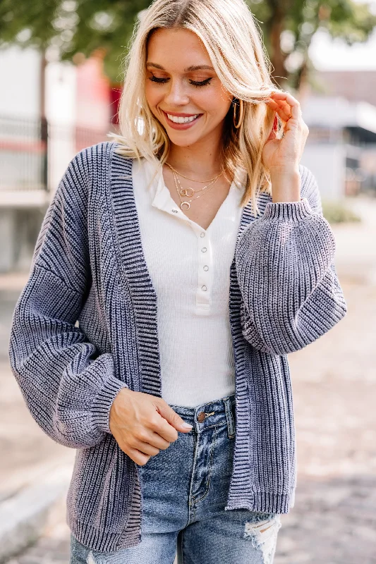 Layered Comfort This Is The Time Navy Blue Ribbed Cardigan