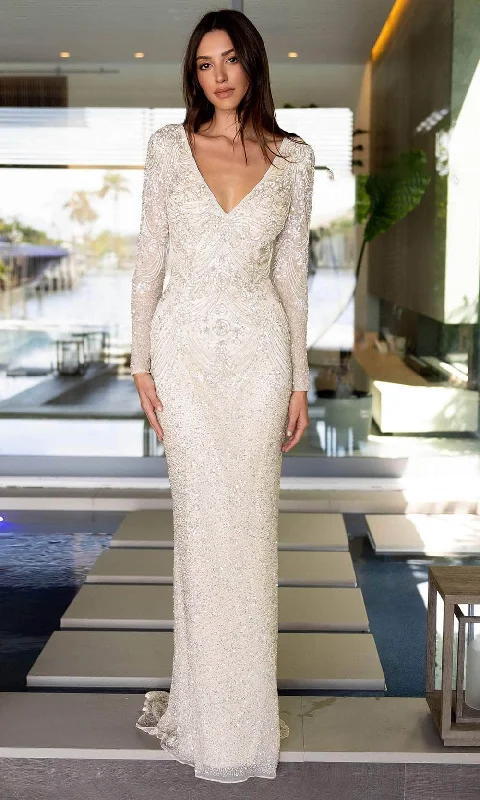Hooded design Primavera Couture 12165 - Bead Embellished V-Neck Prom Gown
