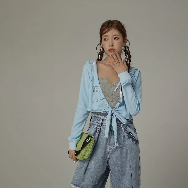 Integrated Design Hooded Bolero Cardigan
