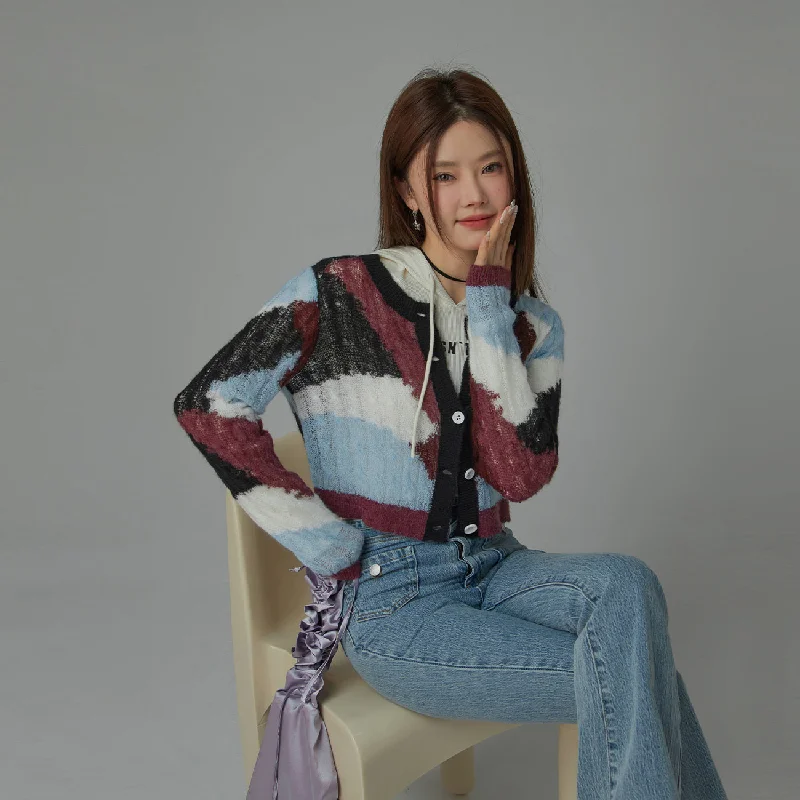Fresh And Elegant Multi-Color Button Cardigan