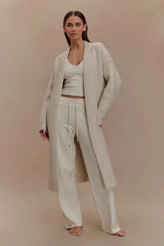Trendy Wear Benson Maxi Knit Cardigan - Cream Marle