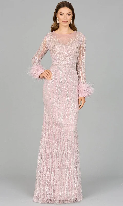 Casual Street Lara Dresses 29049 - Illusion Jewel Feather Cuff Evening Dress