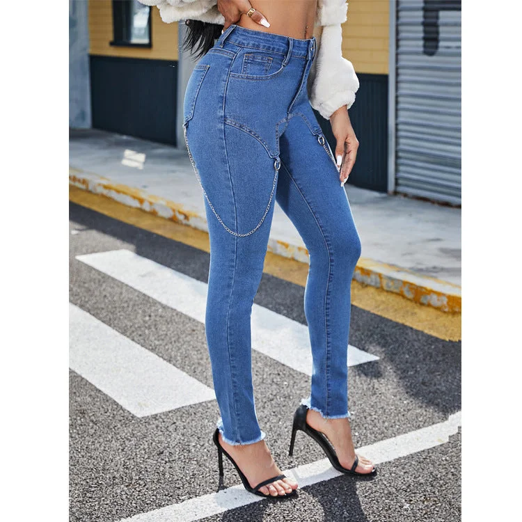Lounge Wear Women High Waist Stretchy Wholesale Denim Pants Jeans