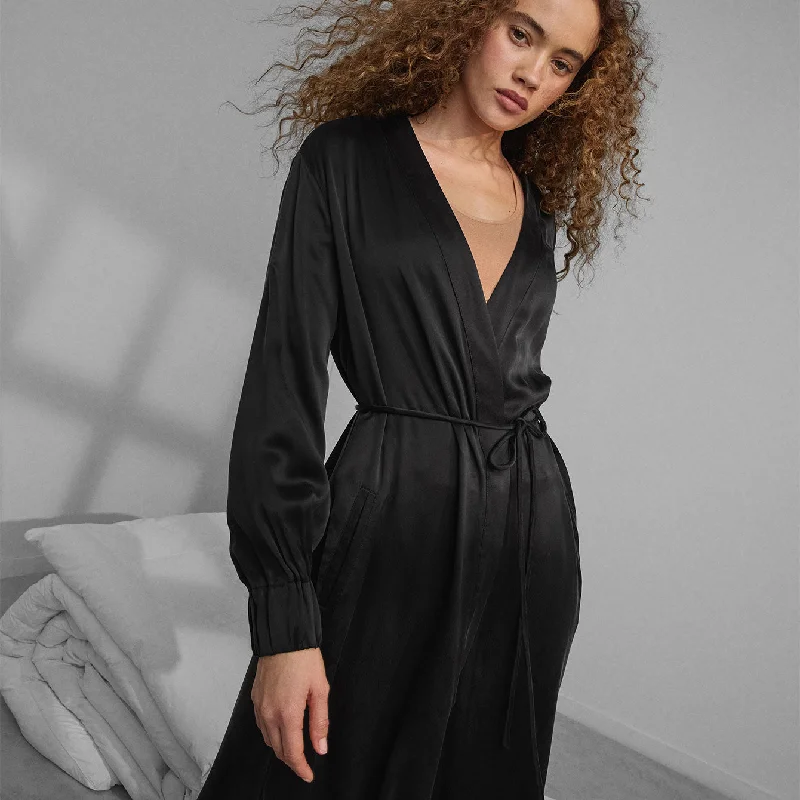 Comfy Chic Washable Silk Long Robe