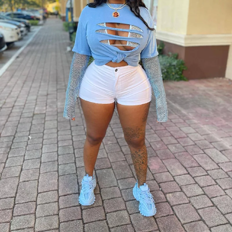 Romantic Temperament Summer Solid Color Tight Short Womens Pants Wholesale Denim Shorts Romantic Temperament Summer Solid Color Tight Short Womens Pants Wholesale Denim Shorts