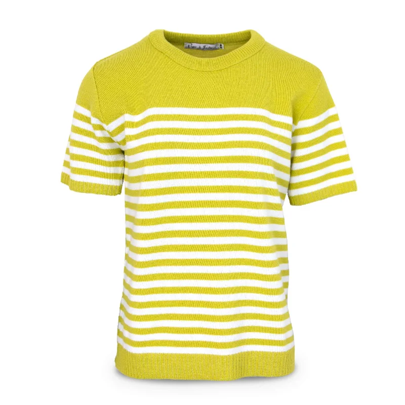 Easygoing Style Ladies Stripe Sweater - Lime Green