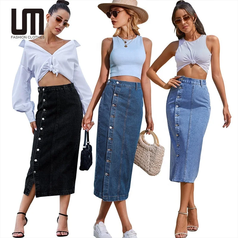Chic Lounge Liu Ming Hot Products 2024 Trends Women Clothes Sexy Jeans Buttons Long Straight Denim Skirt Chic Lounge Liu Ming Hot Products 2024 Trends Women Clothes Sexy Jeans Buttons Long Straight Denim Skirt