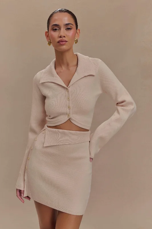 Effortless Wear Annabelle Knit Curved Hem Cardigan - Cream
