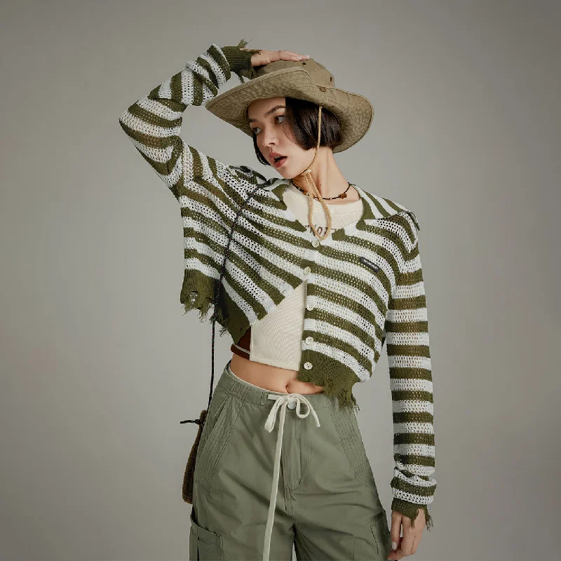 Goddess Outfit Stripe Knit Cardigan