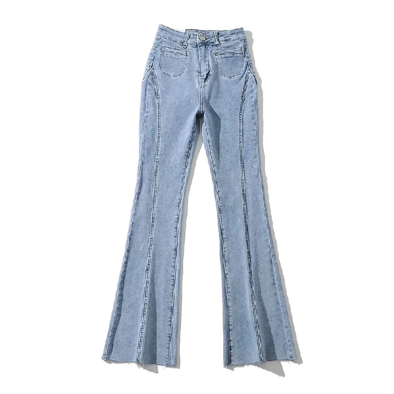 Goddess Outfit Retro Mid Seam High Waist Stitching Slim Flared Denim Trousers Wholesale Womens Jeans Goddess Outfit Retro Mid Seam High Waist Stitching Slim Flared Denim Trousers Wholesale Womens Jeans