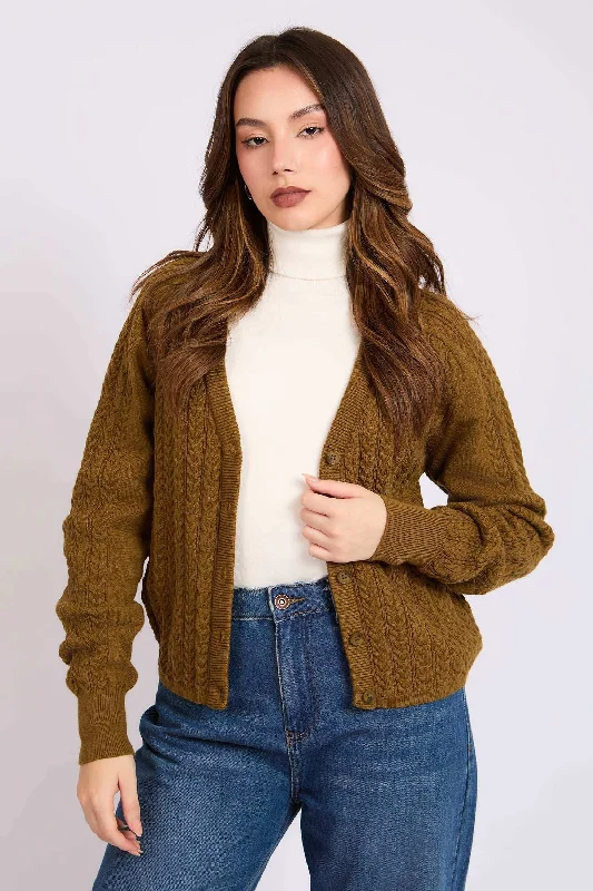 Urban Comfort Women Regular Fit Cardigan - Brown