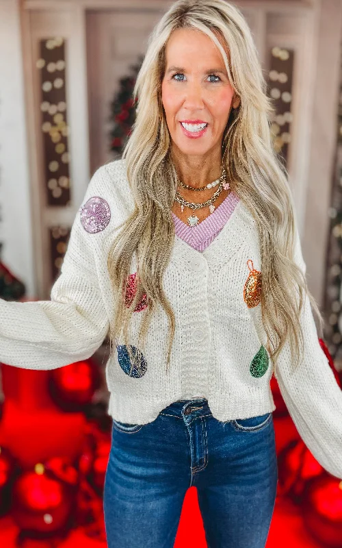Fashion Pioneer Christmas Sequin Ornament Cardigan - Final Sale