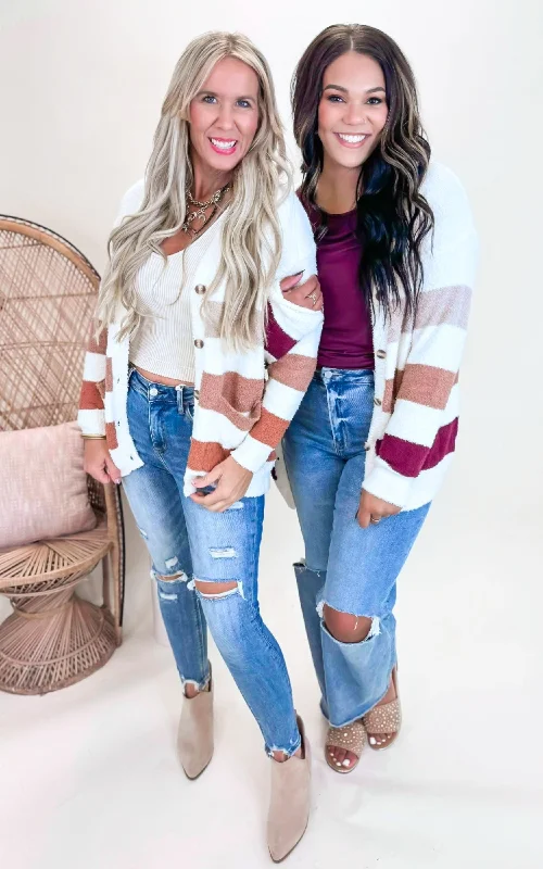 Personal Charm Button Bliss Stripe Cardigan by Salty Wave