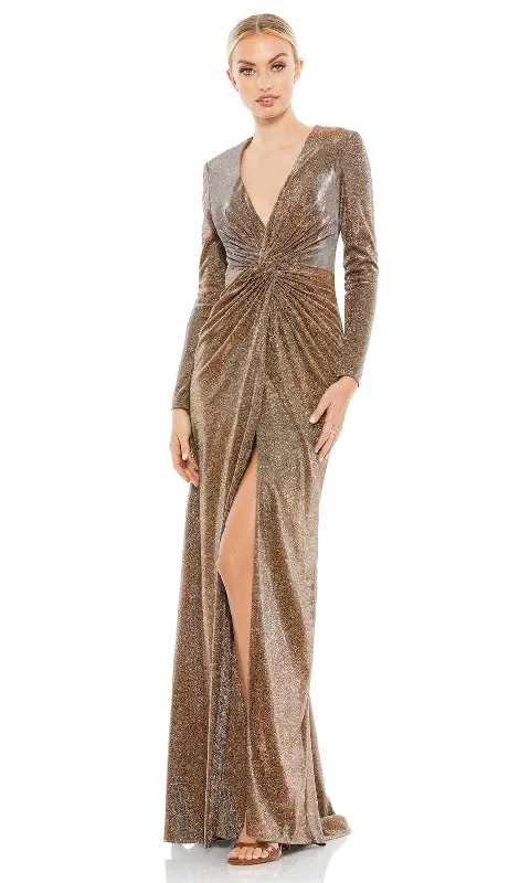 Ethnic Style Ieena Duggal 261941 - Twist Front Metallic Evening Dress