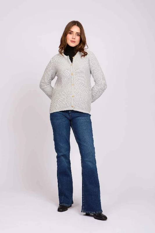 Simple Style Women Regular Fit Cardigan - Grey