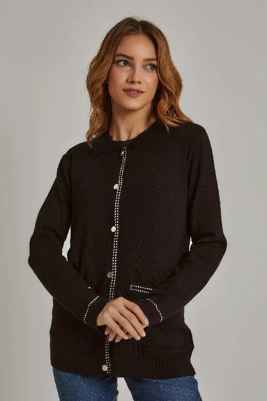 Soft Style Women Regular Fit Cardigan - Black