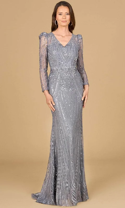 Celebrity Style Lara Dresses 29156 - Embellished Puff Shoulder Evening Gown