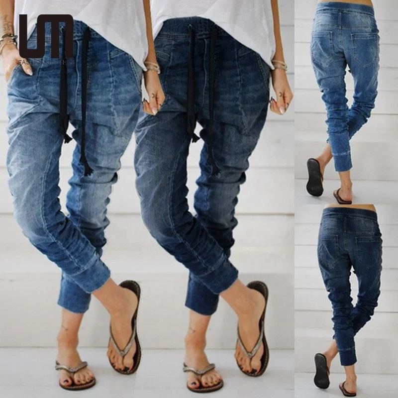 Sporty Elegance Liu Ming Hot Selling Streetwear 2024 New Fashion Women Plus Size Mid Waisted Pocket Lace Up Jeans Pants Denim Trousers Sporty Elegance Liu Ming Hot Selling Streetwear 2024 New Fashion Women Plus Size Mid Waisted Pocket Lace Up Jeans Pants Denim Trousers