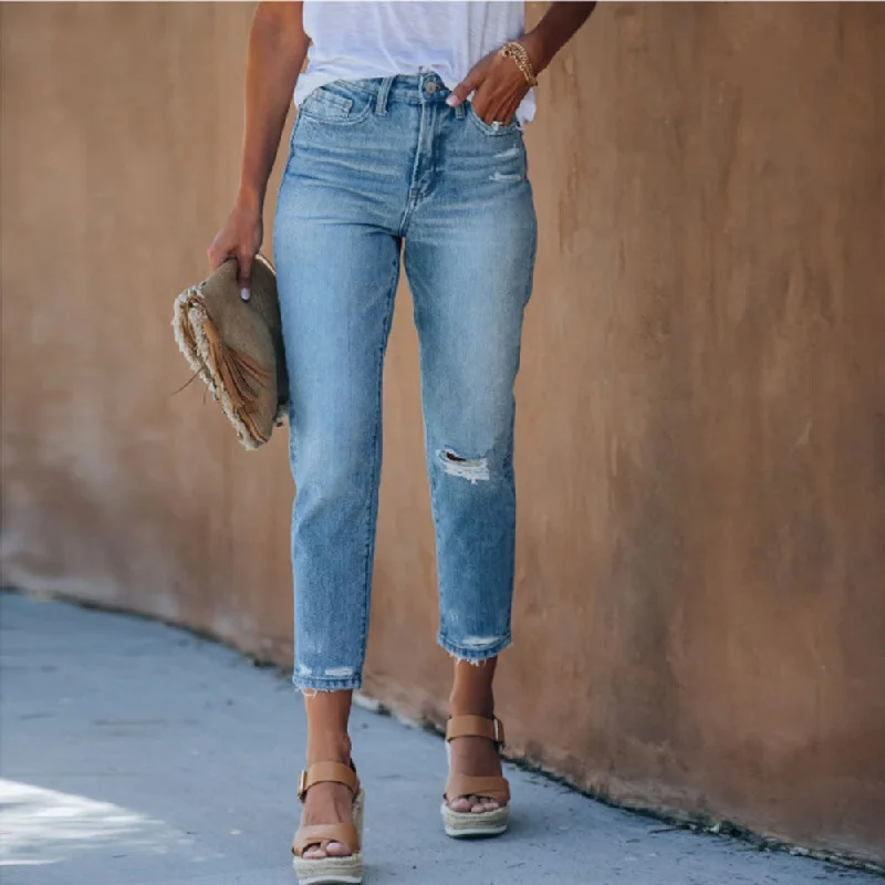 Soft Clothing Ninth Pants Casual Wholesale Jeans Solid Color Wholesale Denim Jeans For Women Soft Clothing Ninth Pants Casual Wholesale Jeans Solid Color Wholesale Denim Jeans For Women