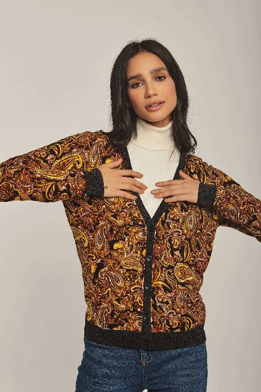 Cozy Sweaters Women Regular Fit Cardigan - Paisley Multicolor
