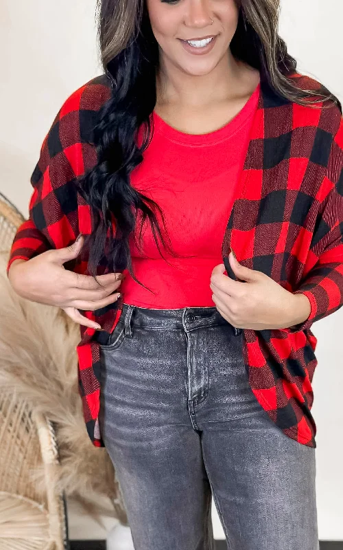 Luxury Classic Buffalo Plaid Open Front Cardigan - Final Sale
