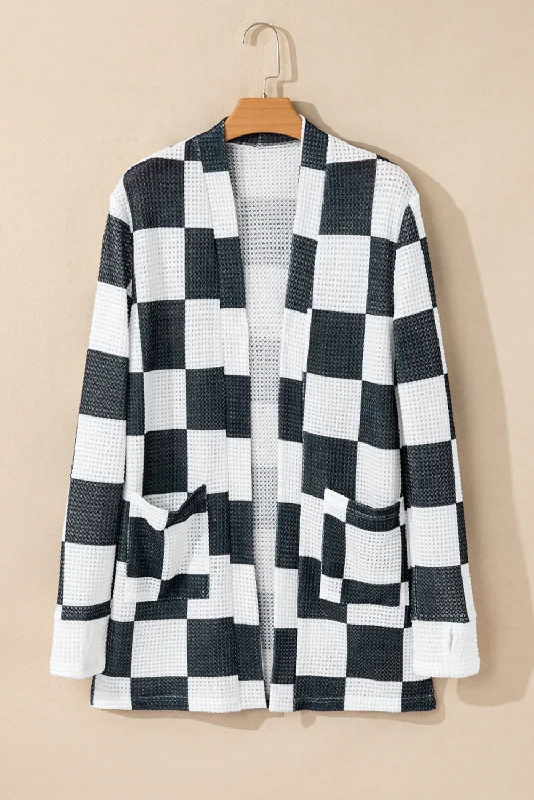 Chic Relaxation Checkered Print Kimono